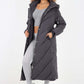 Italian Quilted Hooded Long Jacket Coat