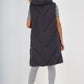 Italian Padded Pockets Hooded Zip up Long Gilet