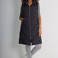 Italian Padded Pockets Hooded Zip up Long Gilet