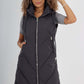 Italian Padded Pockets Hooded Zip up Long Gilet