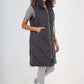 Italian Padded Pockets Hooded Zip up Long Gilet