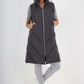 Italian Padded Pockets Hooded Zip up Long Gilet