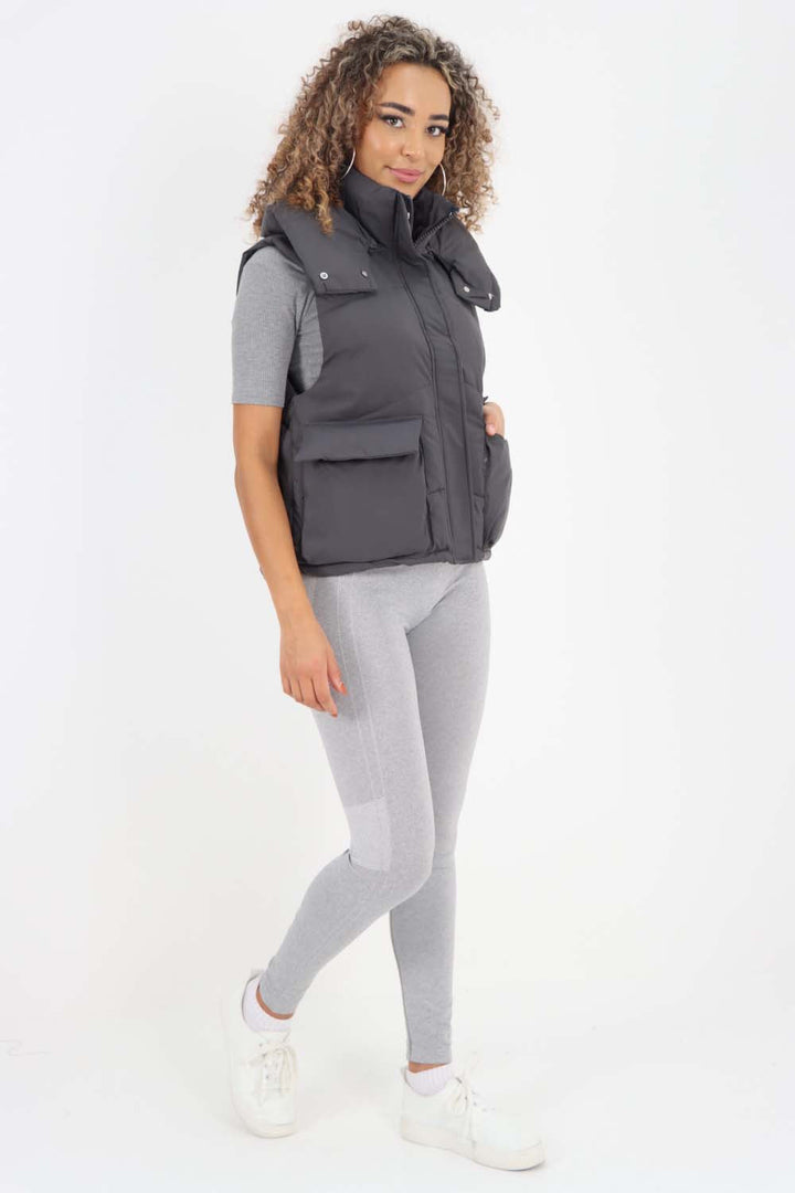 Italian Padded Pockets Hooded Gilet