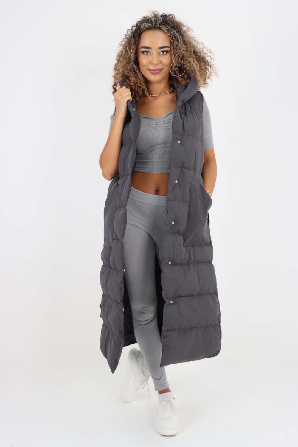 Italian Belted Hooded Long Gilet