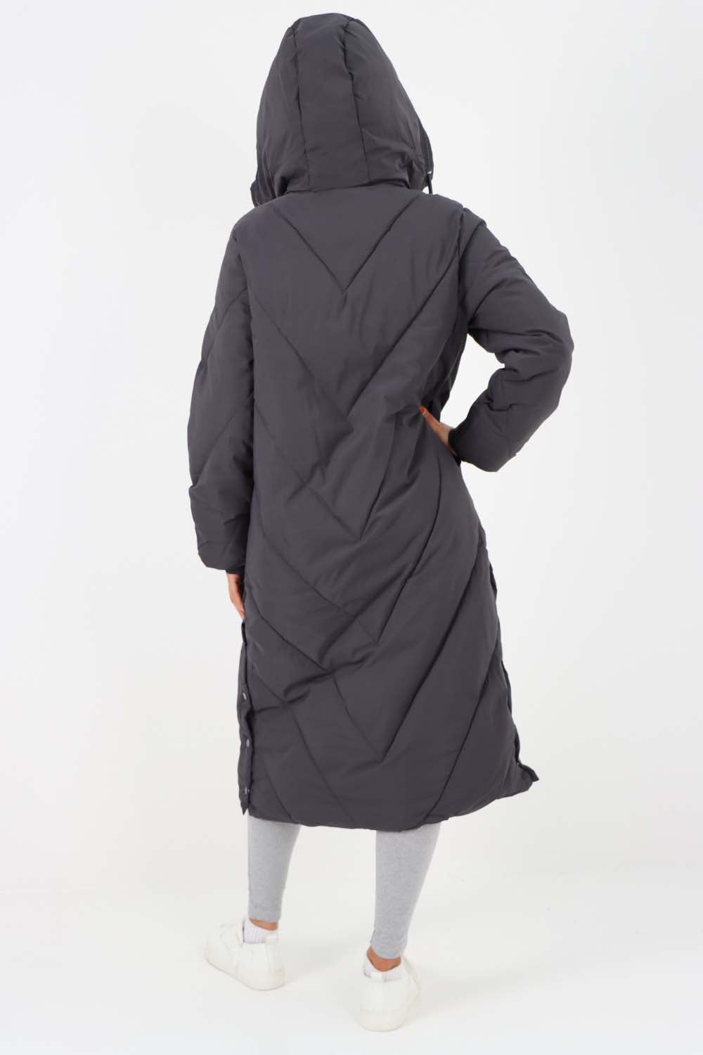 Italian Quilted Hooded Long Jacket Coat