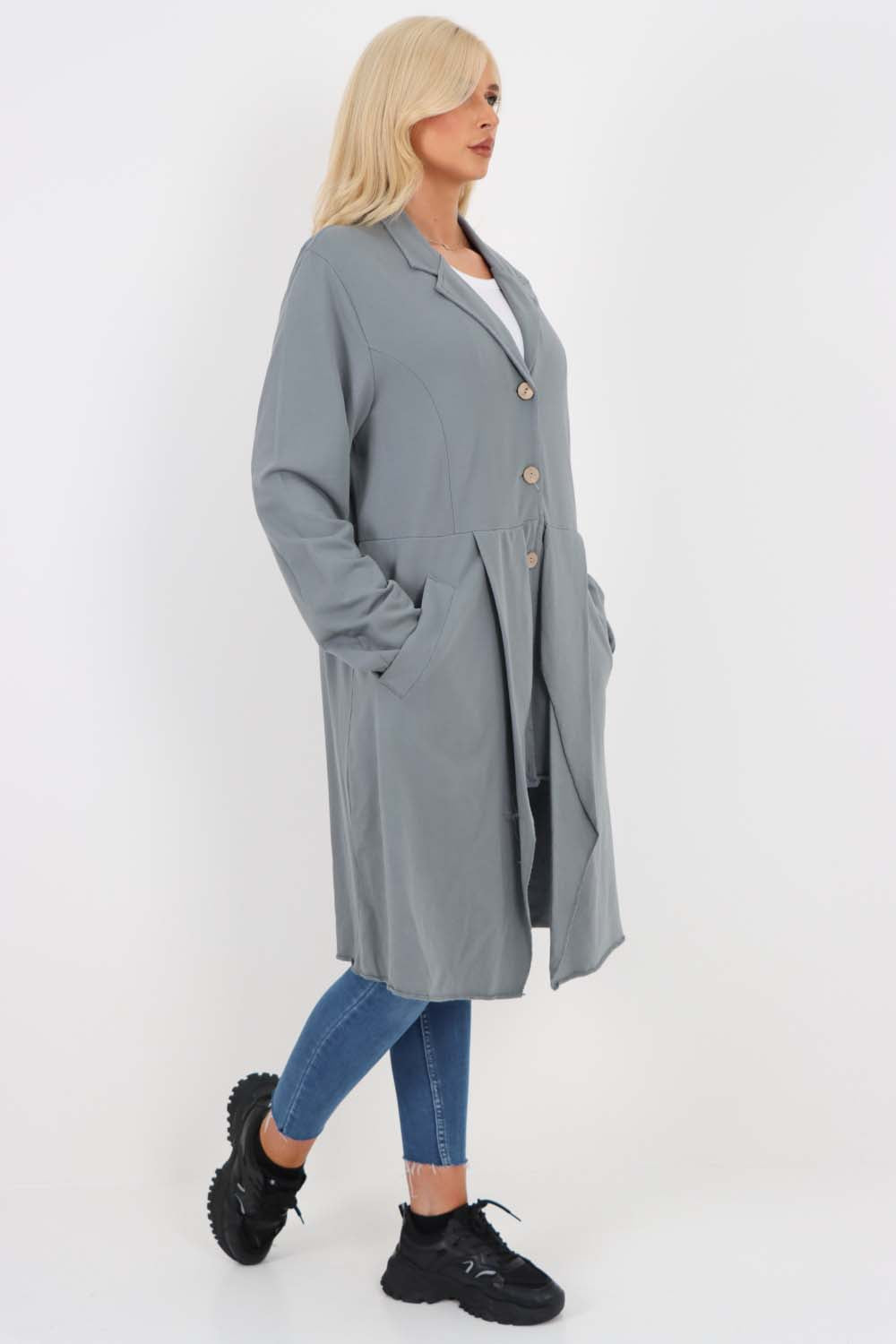 Italian Front Button Fastening Longline Cotton Cardigan