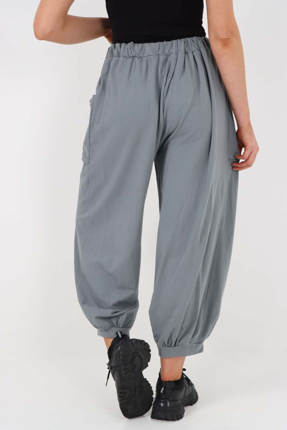 Italian Drawstring Cotton Harem Trousers With Side Pockets