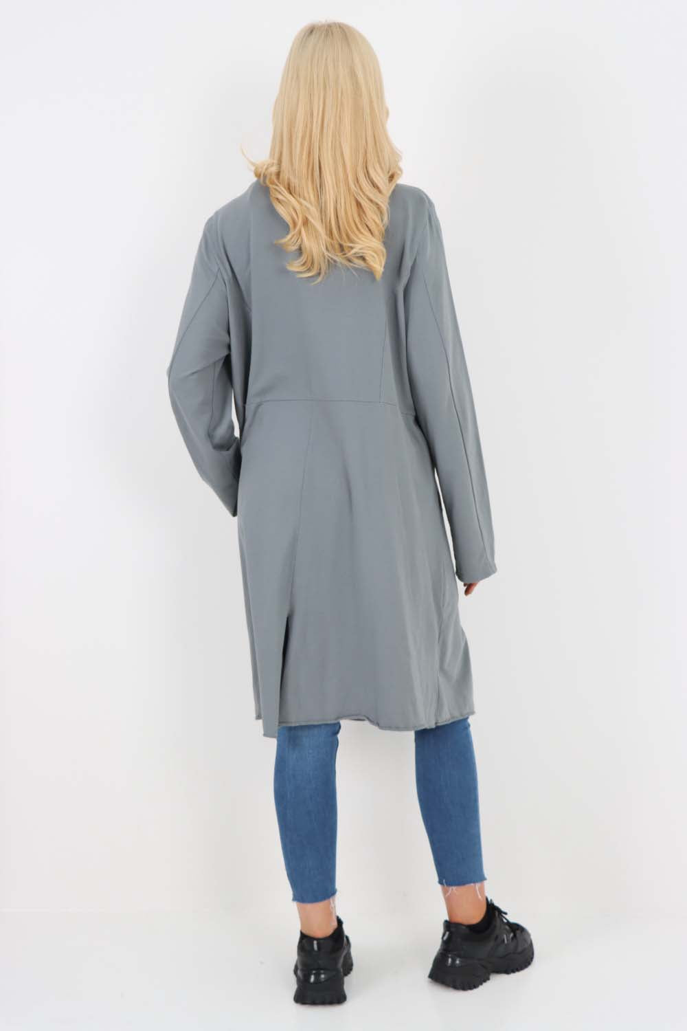 Italian Front Button Fastening Longline Cotton Cardigan