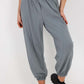 Italian Ruched Hem Cotton Trousers With Side Pockets