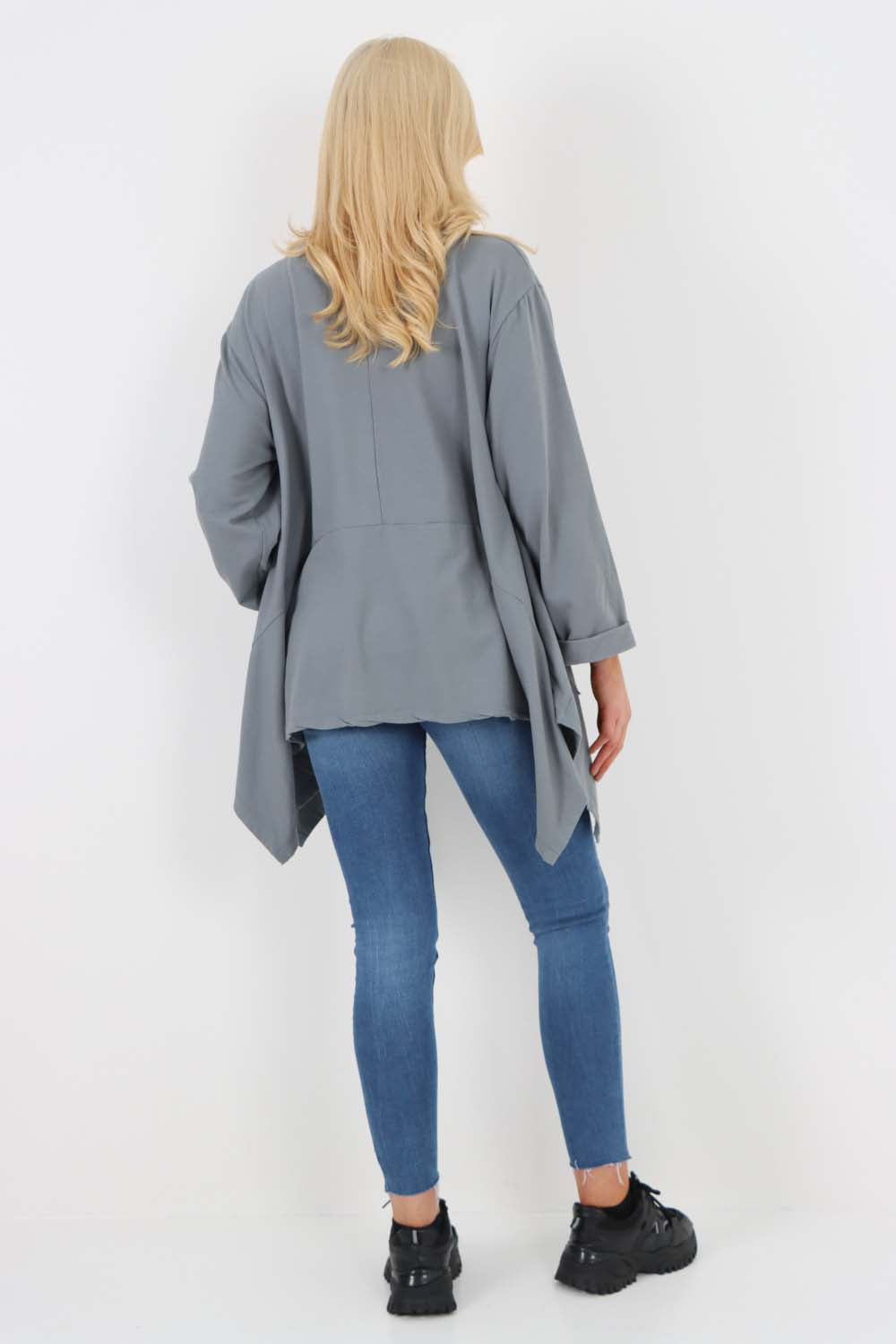Italian Diagonal Pockets Cotton Tunic Top