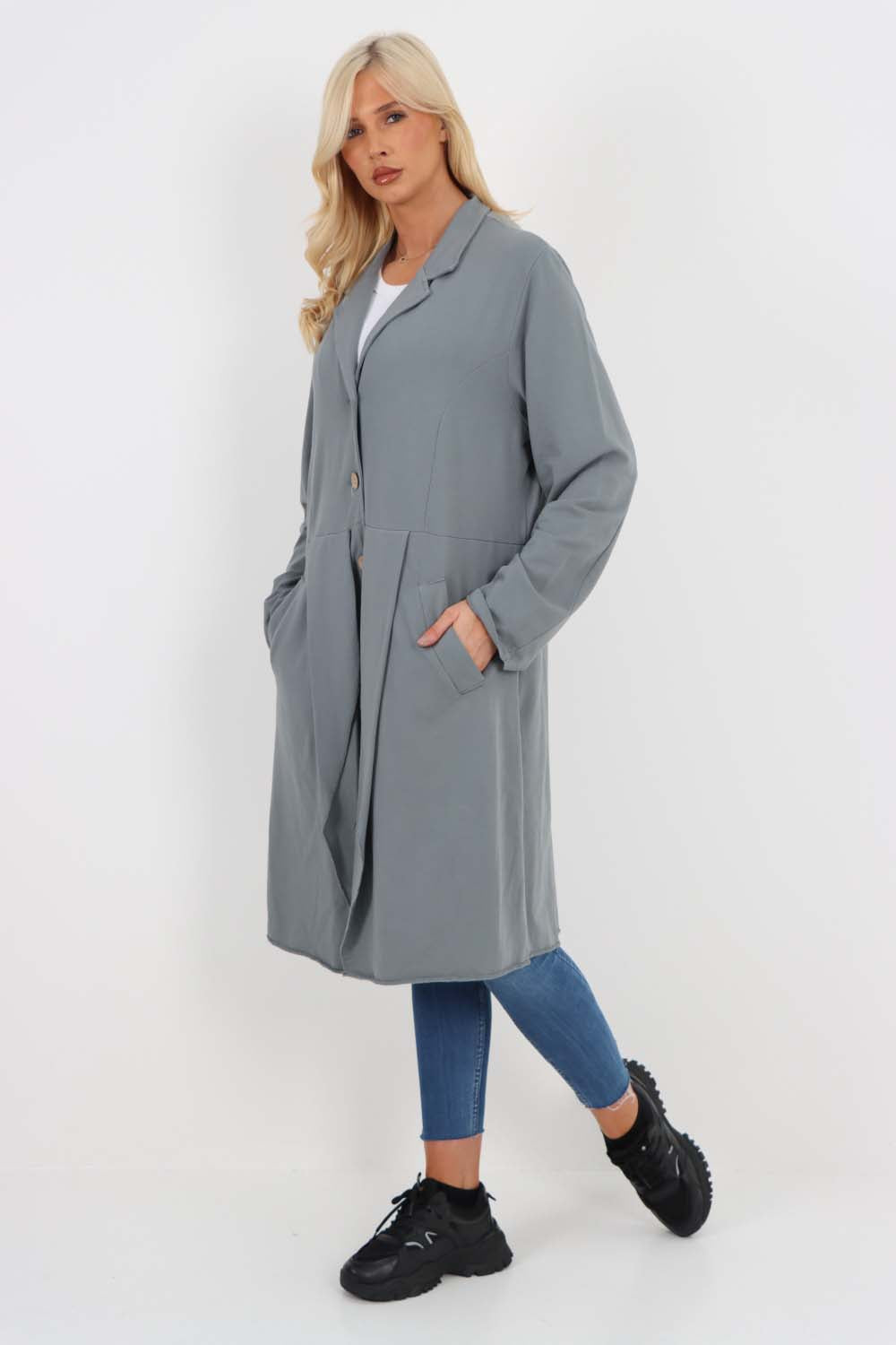Italian Front Button Fastening Longline Cotton Cardigan