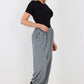 Italian Ruched Hem Cotton Trousers With Side Pockets