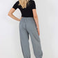 Italian Ruched Hem Cotton Trousers With Side Pockets