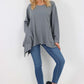 Italian Diagonal Pockets Cotton Tunic Top