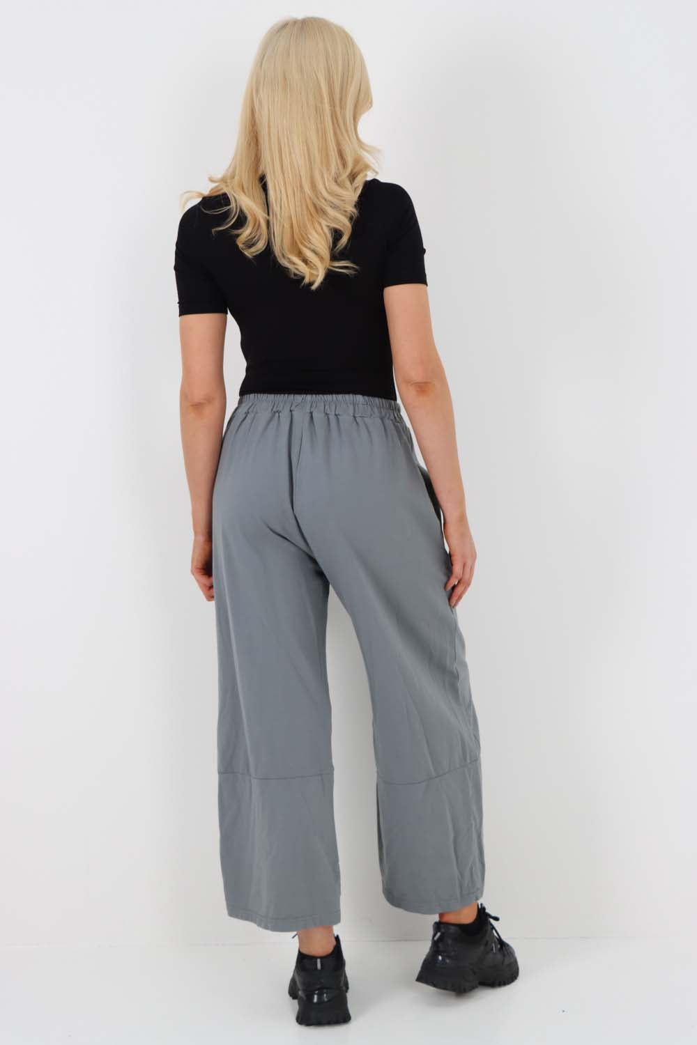 Italian Drawstring Hem Cotton Trousers With Side Pockets
