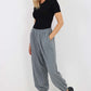 Italian Ruched Hem Cotton Trousers With Side Pockets