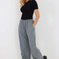 Italian Drawstring Hem Cotton Trousers With Side Pockets