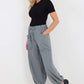 Italian Drawstring Cotton Harem Trousers With Side Pockets