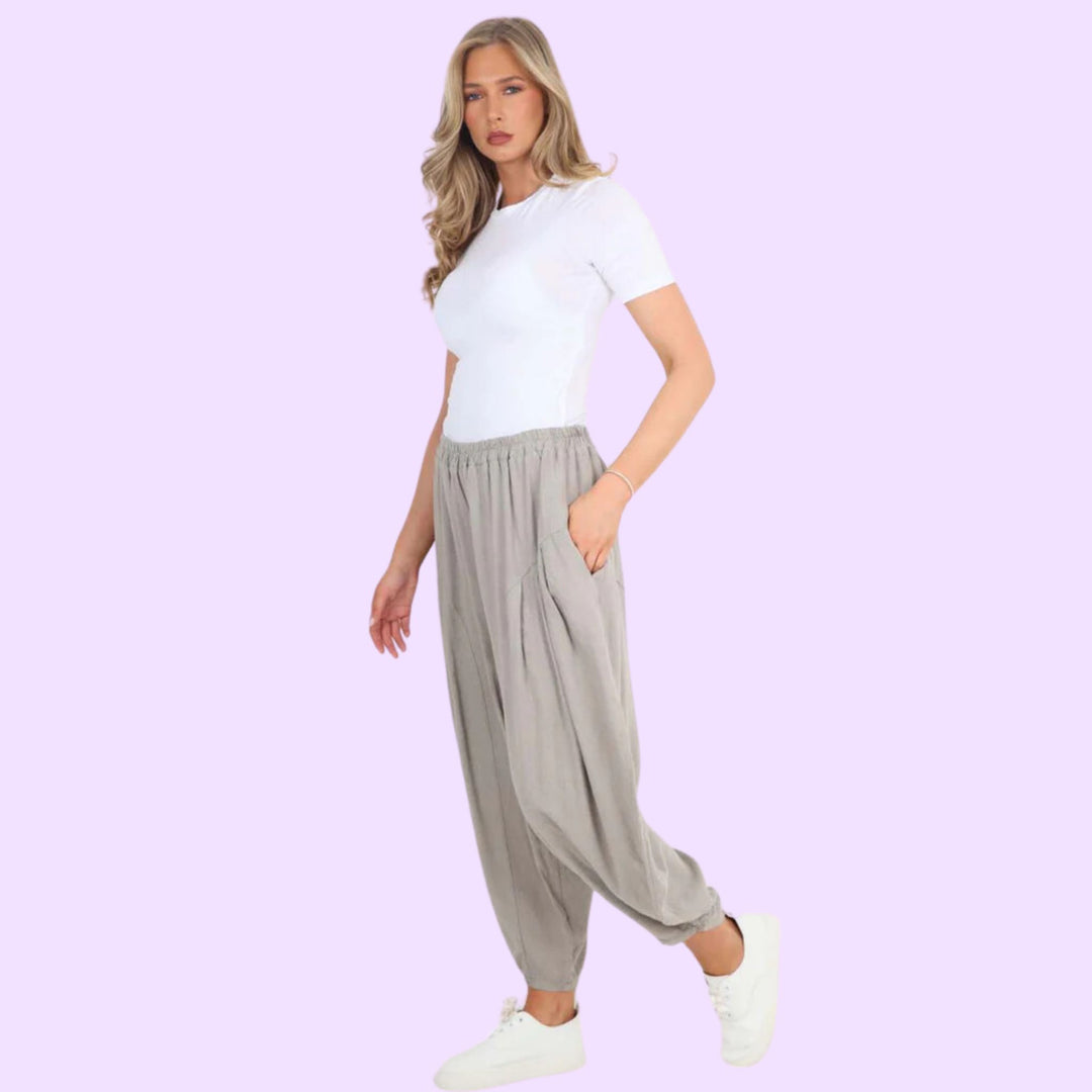 Italian Plain Linen Hareem Pants