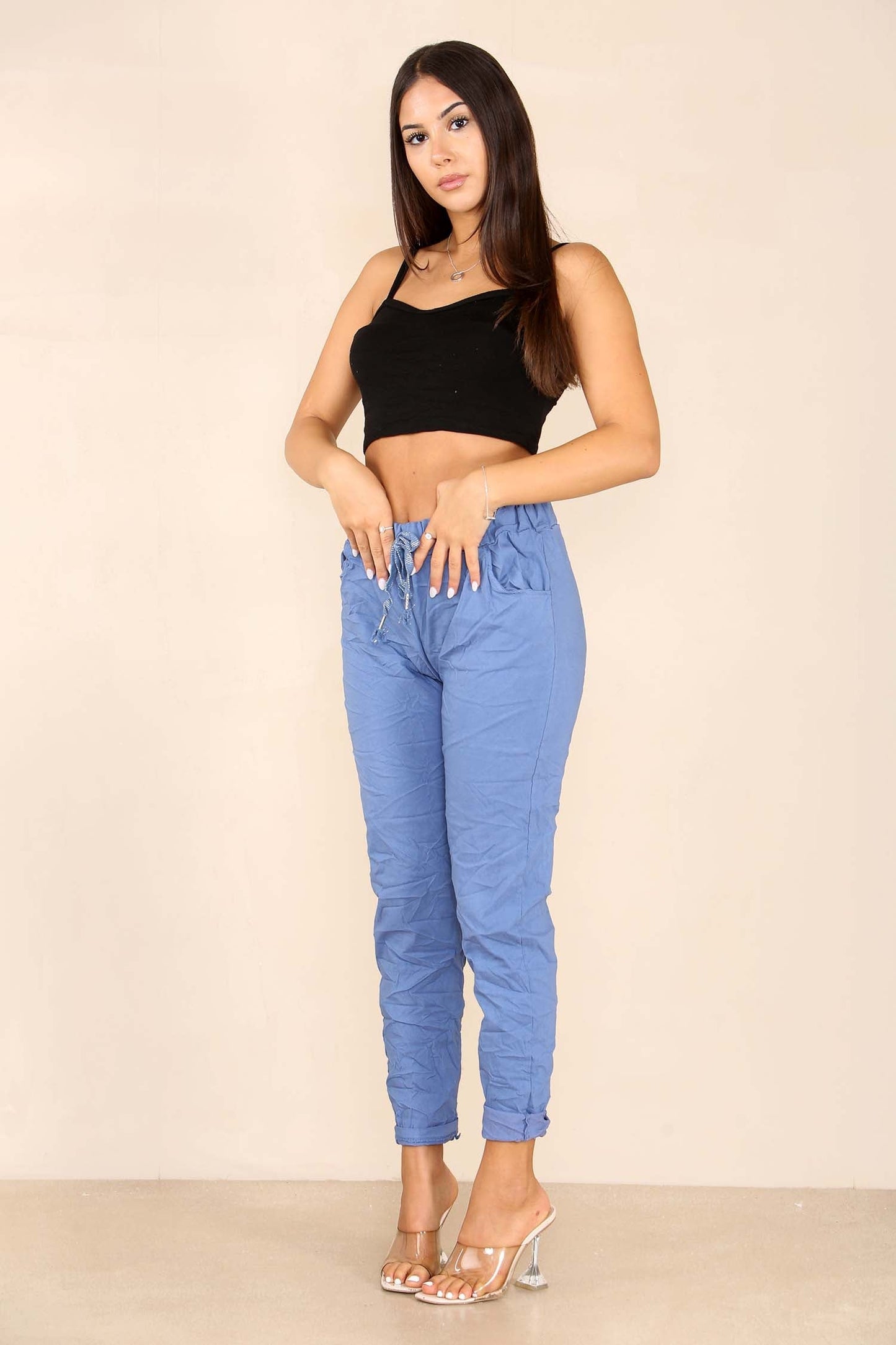 Italian Glitter Drawstring Waistband Magic Pants