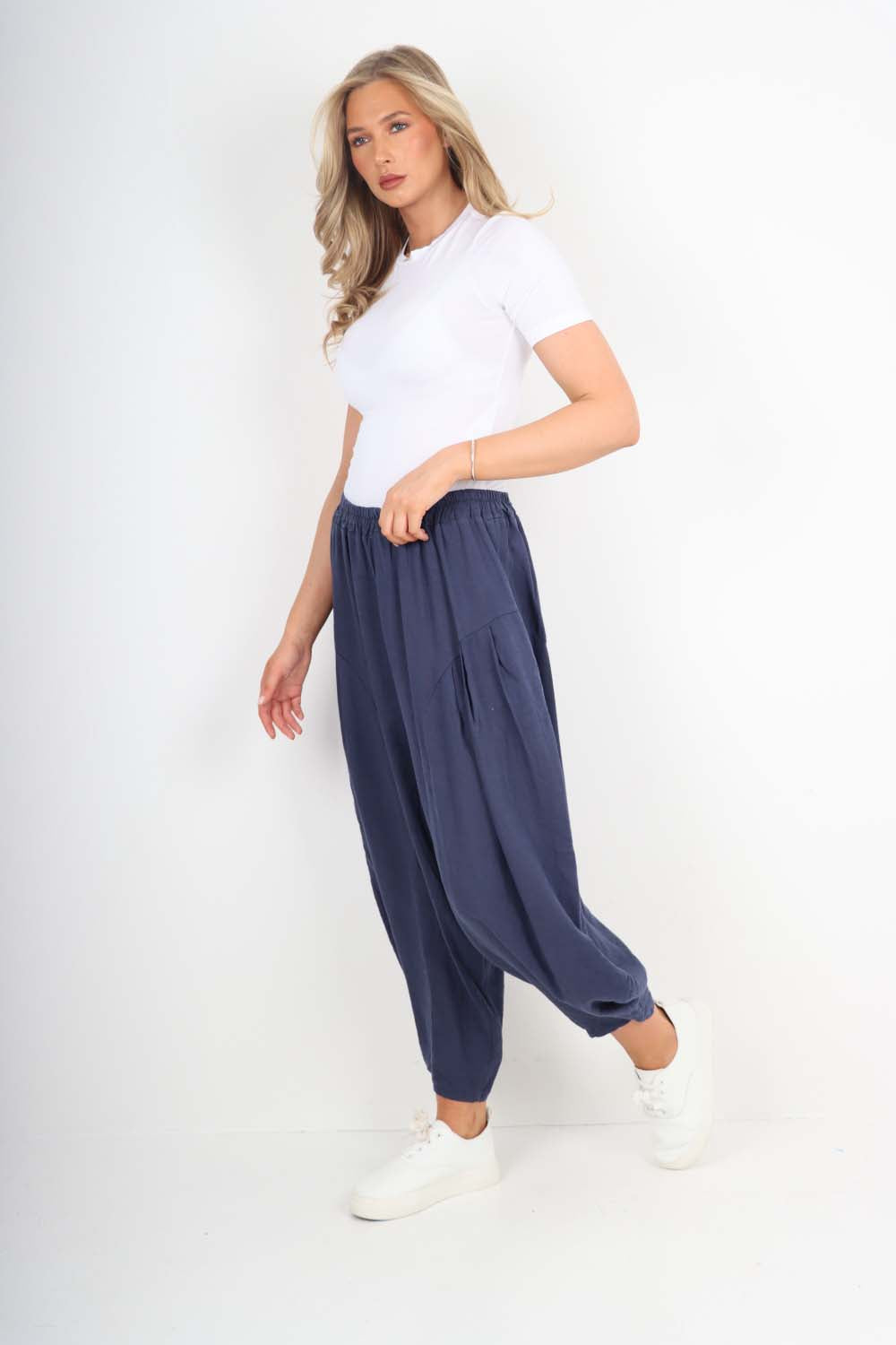 Italian Plain Linen Hareem Pants