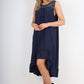 Italian Lace Neckline Dipped Hem Dress