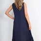 Italian Lace Neckline Dipped Hem Dress