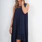 Italian Lace Neckline Dipped Hem Dress