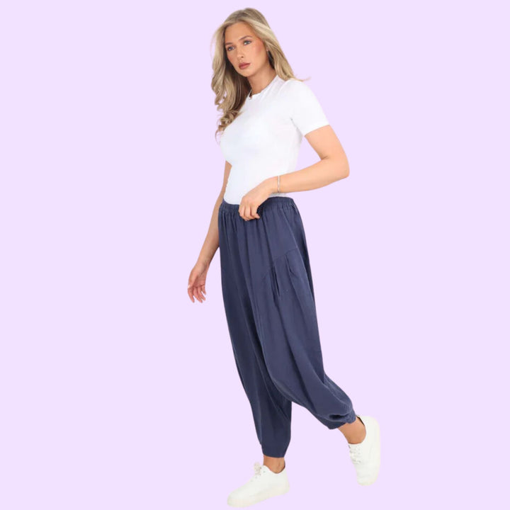 Italian Plain Linen Hareem Pants