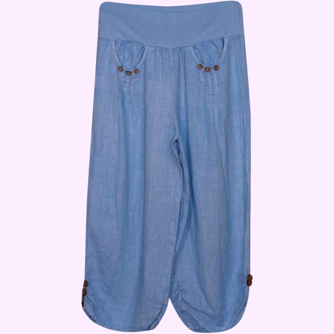 3/4 Length Cropped Linen Trousers