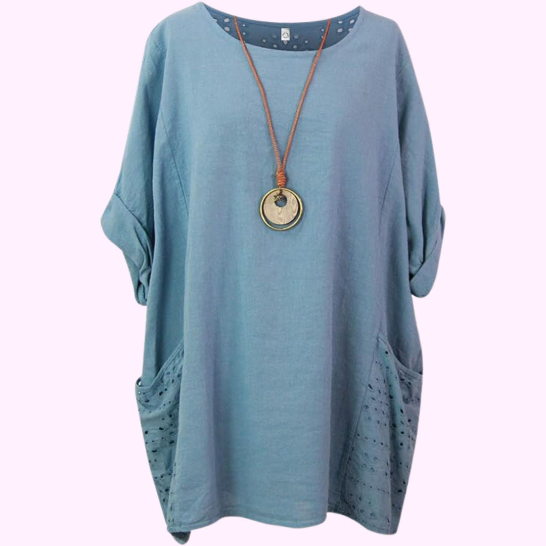 Italian Plain Two Pockets Necklace Top