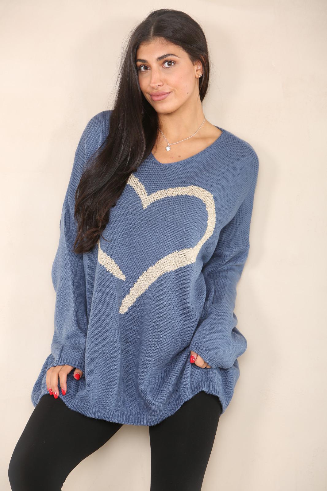 Oversized Heart Print Jumper