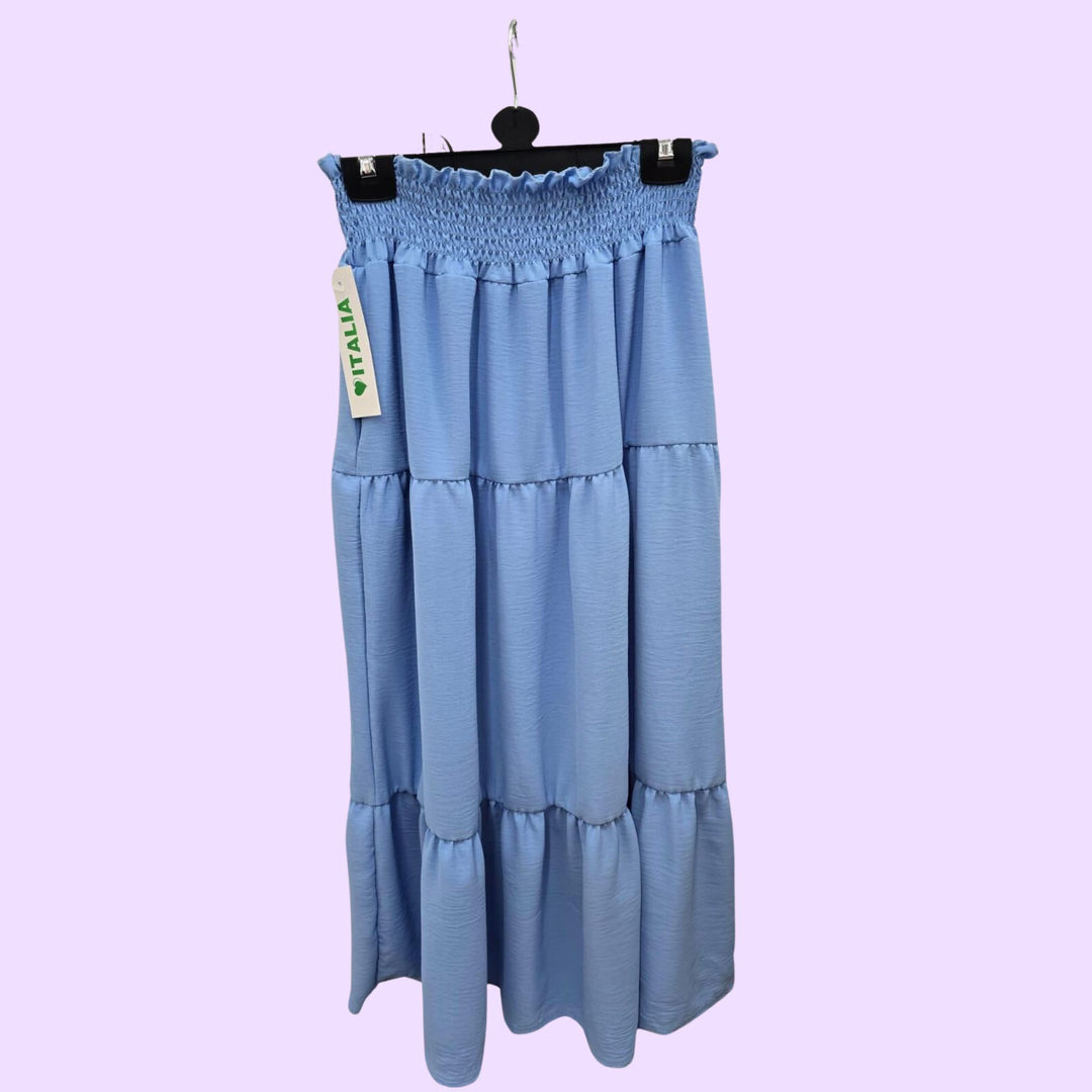 Shirred Waist Maxi Skirt