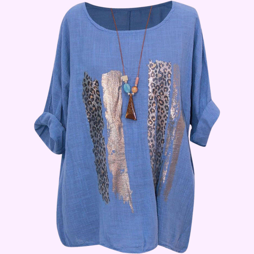 Italian Animal Foil Print Tunic Top