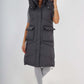 Italian Padded Pockets Hooded Long Gilet