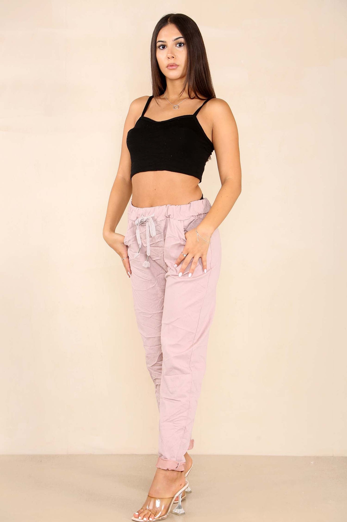Italian Glitter Drawstring Waistband Magic Pants