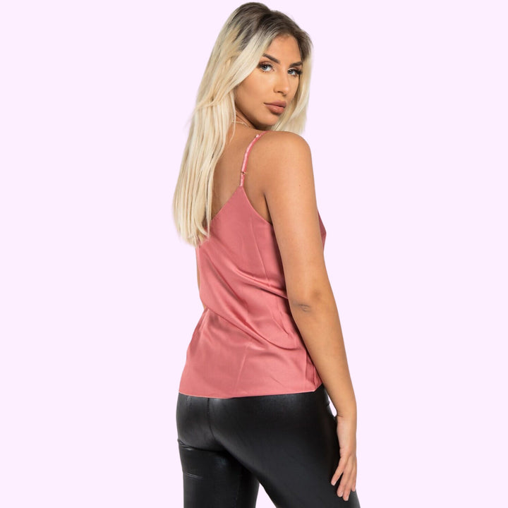 ROSE SATIN CAMI VEST TOP