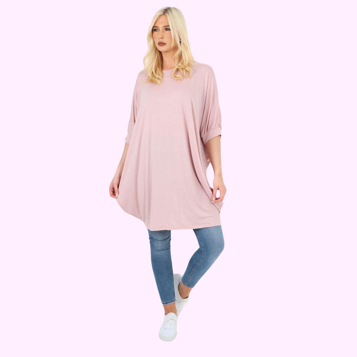 Italian Oversized Plain Batwing Sleeve Top