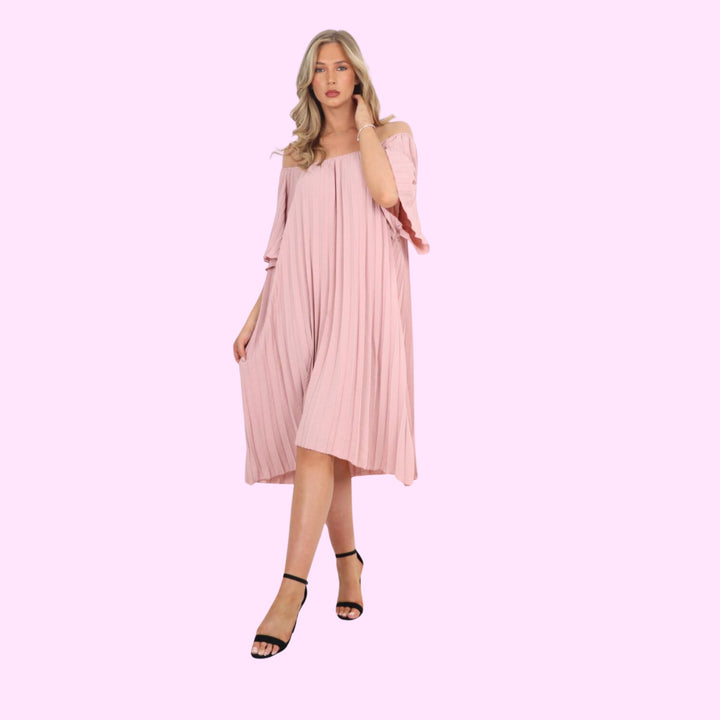 Pleated Off Shoulder dress