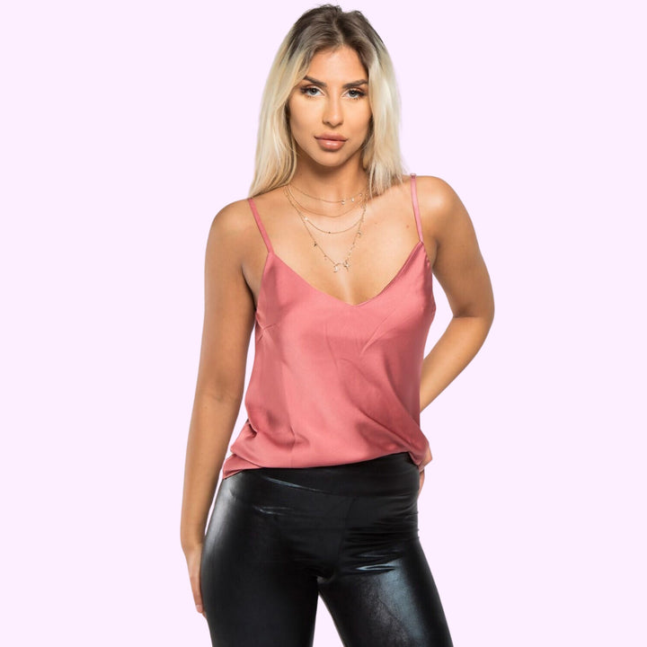 ROSE SATIN CAMI VEST TOP