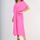 Italian Drawestring Front Flared Linen Dress