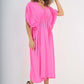 Italian Drawestring Front Flared Linen Dress