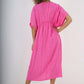 Italian Drawestring Front Flared Linen Dress