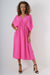 Italian Drawestring Front Flared Linen Dress