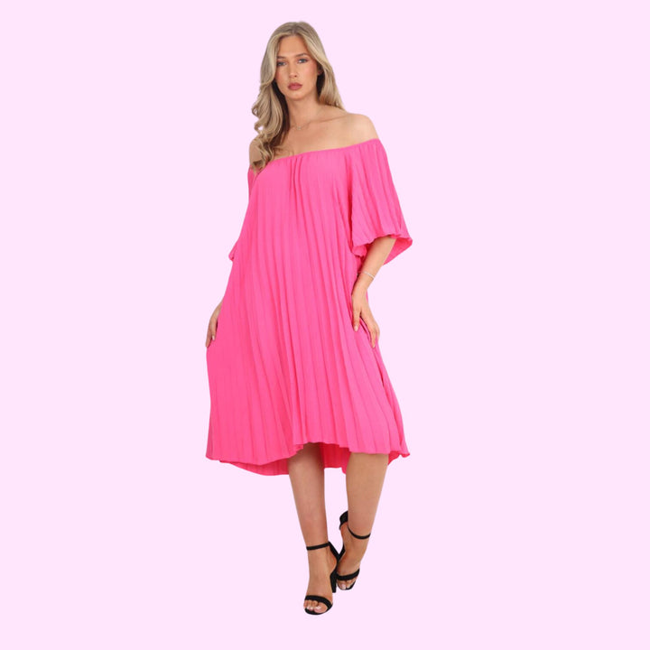 Pleated Off Shoulder dress