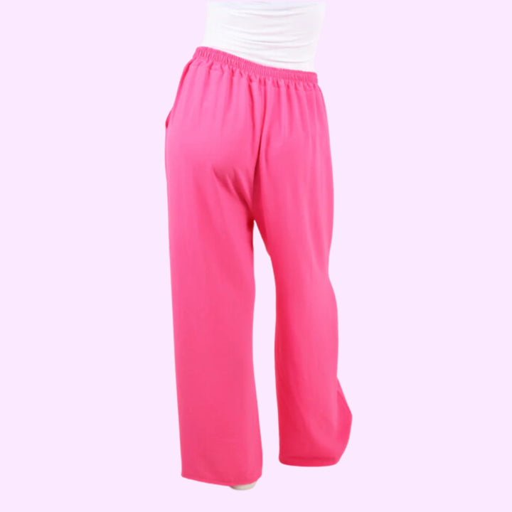 Italian Plain Elasticated Waist Side Pockets Cotton Trousers