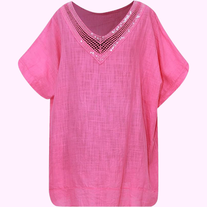 Italian V Neck Sequin lace Tunic