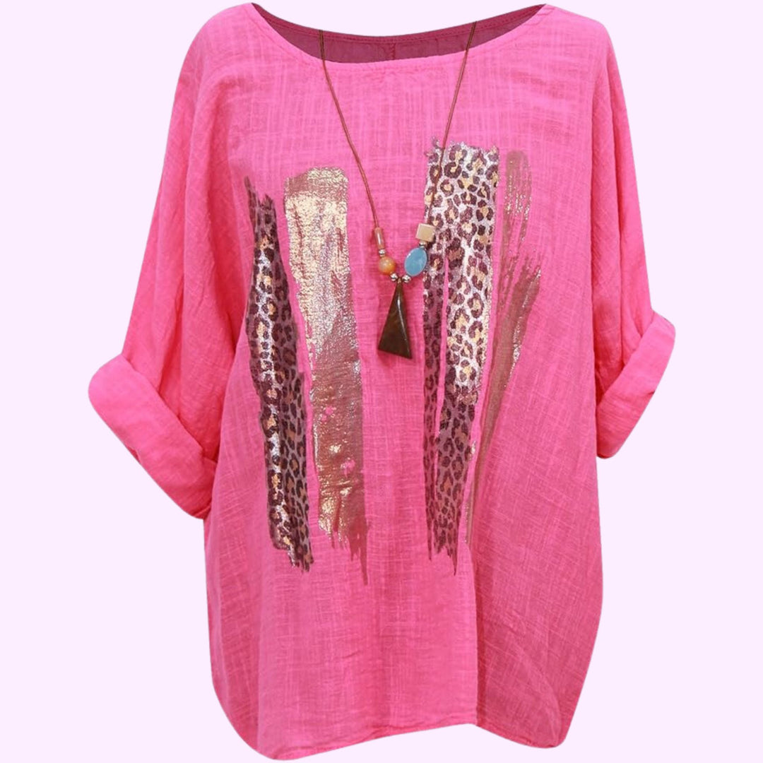 Italian Animal Foil Print Tunic Top