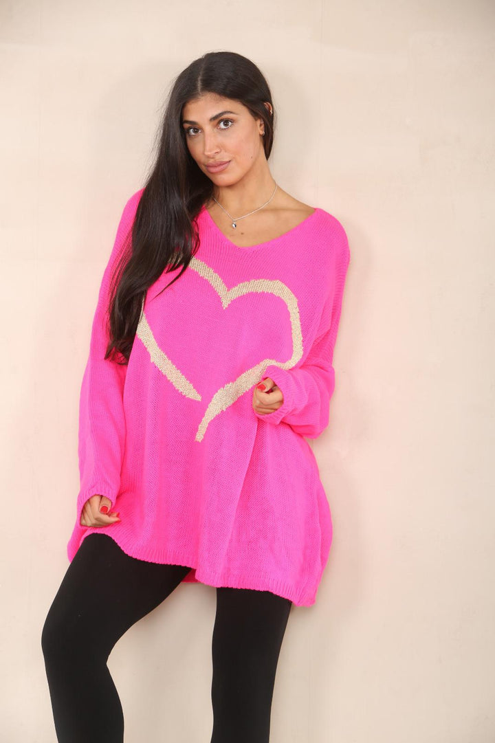 Oversized Heart Print Jumper