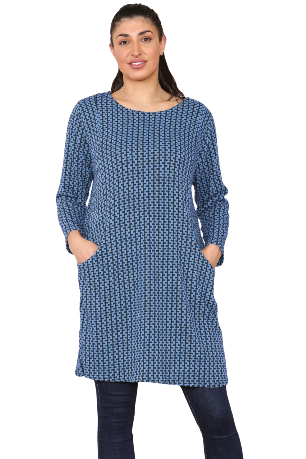 Italian Long Sleeves Knitted 2 Pocket Mini Dress